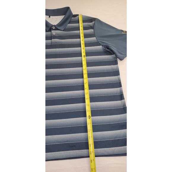Adidas Sz XL Golf Polo Shirt Mens Blue Striped Performance Short Sleeve CA2 - Picture 2 of 8